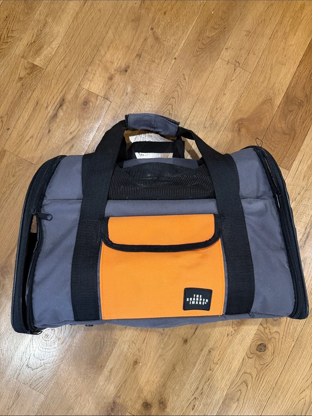 Gray & Orange Travel Dog/ Cat Bag / Backpack with Front Pocket